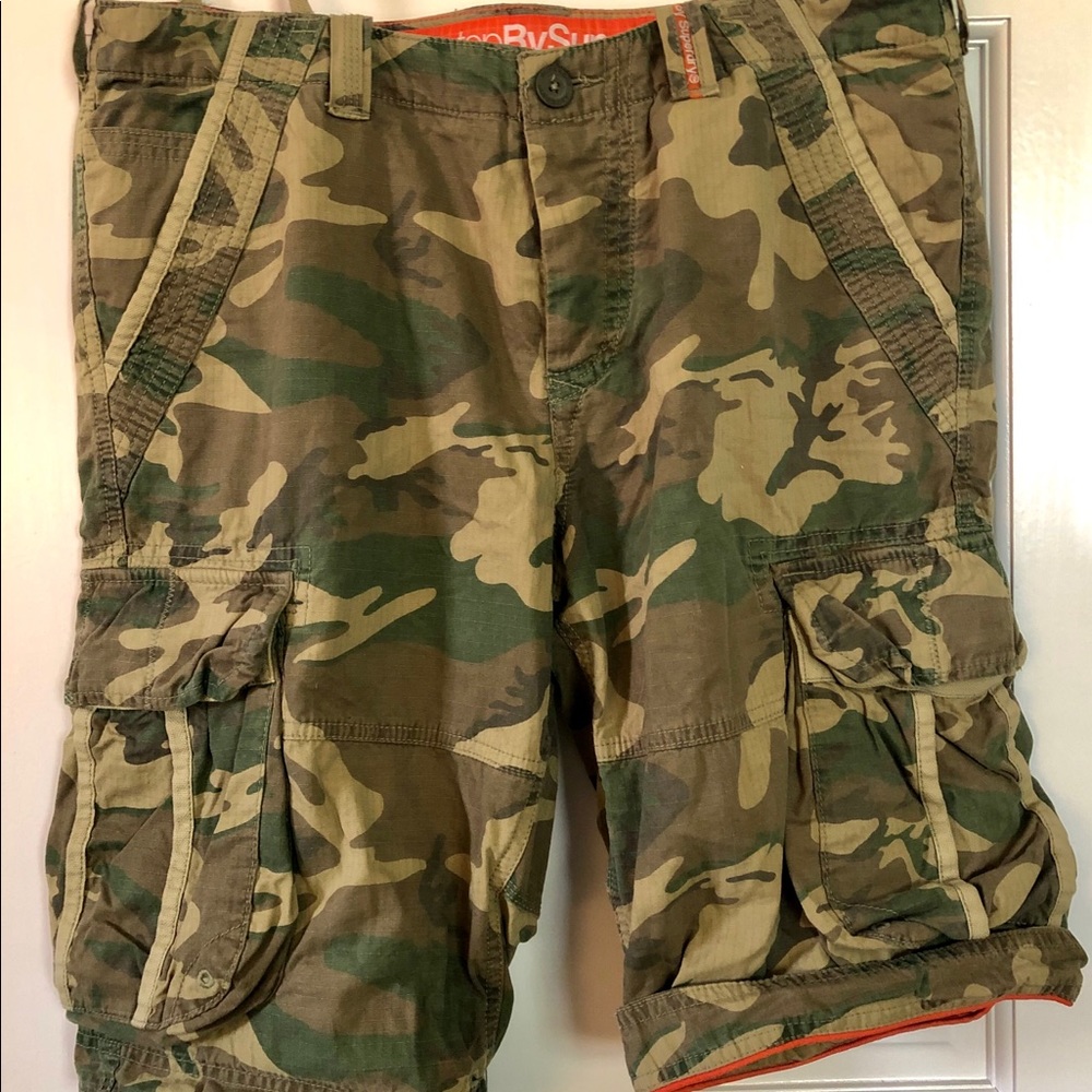 Superdry Core Ripstop Parachute Shorts, Green Camo